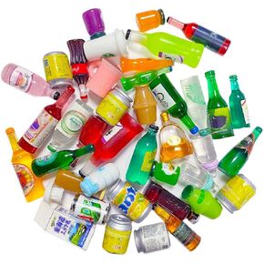 Aabellay 40PCS Miniature Mini Beer Drinks Glass Model Mixed Resin Sets Simulation Instant Model Scene for DIY Necklace Pendants Keychain Brooch Earring Mobile Phone Case Accessories – Random Style