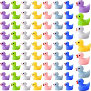 KUUQA 70 Pieces Tiny Ducks Mini Resin Ducks Miniature Duck Figures Ornament for Craft, Dollhouse, Slime, Home Decorations（Multicolor）
