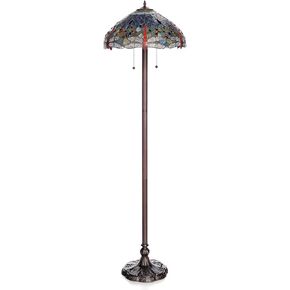 Warehouse of Tiffany T18275TGRA/202 Copper Grove Simeonov Tiffany-Style Blue Dragonfly Floor Lamp