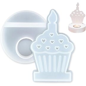Heart Birthday Cake Candle Holder Candle Molds Silicone Molds,Cupcakes Circular Base Candle Holders Resin Molds Silicone Cute Cakes Candlestick Holders Soap Molds For Home Decor Candle Making Supplies