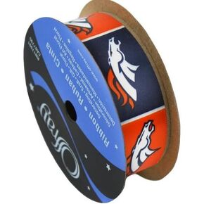 Denver Football Ribbon 7/8" by 9-Foot Polyester Spool