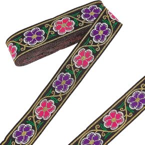 20 Yards Jacquard Ribbon Trim 1.3 Inch Wide Ethnic Flower Ribbons Vintage Jacquard Ribbon Vintage Woven Trim Embroidered Ribbon Craft Accessories DIY Fabric for Sewing