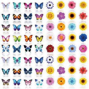 600 Pcs Butterflies Stickers Flower Stickers for Kids Sunflower Gerbera Daisy Stickers Insects for Kids Teacher Educational Sticker Sheet for Spring Summer Flower Butterfly Theme Party Classroom Decor