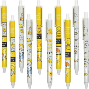 42PCS Kawaii Duck Pens Happy Duck Writing Pens Cartoon Retractable Gel Pens Black Ink For School Supplies Office Party Birthday.