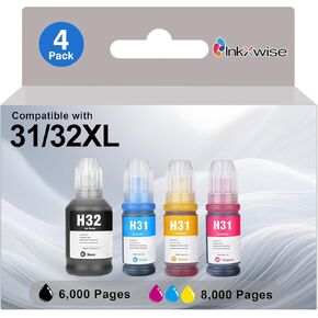 32XL 31 Ink Bottles Replacement for Hp 32XL Black Ink Bottle and Hp 31 Ink Bottle Set Compatible with Hp Smart Tank 7602 6001 5000 7301 7600 5101 7001 Smart Tank Plus 651 551 455 457 Printers