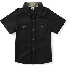 Lartaread Boys Button Down Short Sleeve Shirts Cotton Lightweight Casual Shirts Tops Two Pockets