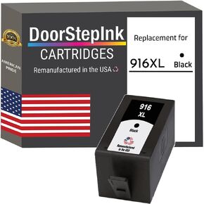 DoorStepInk Remanufactured in The USA Ink Cartridge Replacements for HP 916XL 916 XL Black for Printers HP OfficeJet Pro 8022 8023 8024 8025 8025e 8026 8028 8030 Series 8035 8035e