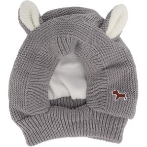 Quiet Ears for Dogs, Pet Ear Covers Puppy Muffs Snood Noise Protection Knitted Hoodie Hat Neck Warm Winter Scarf Head Wrap Hood Large Doggie Cats Anti Anxiety Barking Headwear Bunny Costume(Beige)