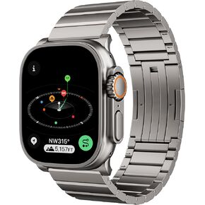 LULULOOK Titanium Band for Apple Watch Ultra 2/Ultra 49mm, DLC Scratch-resistant Coating Adjustable Replacement Smartwatch Strap w/Foldover Clasp for Men
