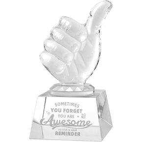 Crystal Award Trophy with Thumbs Up, Best Brother Gift from Sister, Hand Gesture Sculptures and Statues, Glass Paperweight Gifts for Brother Adult Friend Birthday