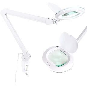 Brightech LightView Pro XL Magnifying Desk Lamp with Clamp, Adjustable Magnifying Glass with LED Light for Crafts, Reading, Close Work, Dimmable Light Magnifier with Wide Glass Lens