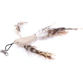 Brown Burlap Bird Cat Feather Toys, Interactive Cat Toy with Feather Refills, Cat Wand Toy for Indoor Interactive Cat Feather Toys