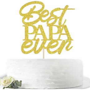 غلاف كعكة ذهبي لامع Best Papa Ever، تزيين كعكة عيد ميلاد سعيد للأب لعيد ميلاد الأب، لوازم حفلات عيد الأب السعيد