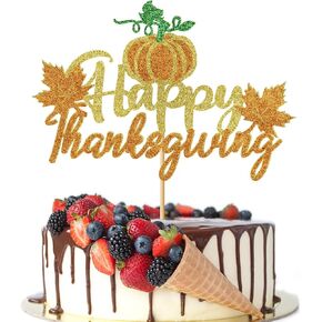 Happy Thanksgiving Cake Topper,Fall turkey Theme party cake topper，Thanksgiving Themed Party Decorations Supplies (5)