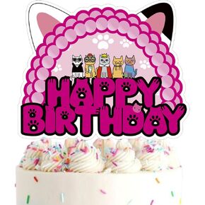 Cat Cake Topper Dollhouse Birthday Cake Topper Girls Doll House Party Decorations