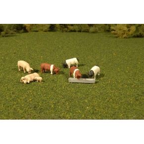 Bachmann Trains 33168 Scene Scapes Figures - Pigs (7Pcs/pack) - O Scale, Prototypical Colors