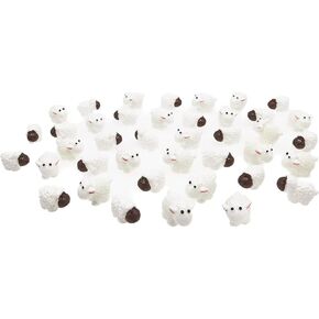 40Pcs White Miniature Sheep Figurines Mini Herd of Sheeps Figure Toy Cake Toppers Moss Landscape Decoration DIY Terrarium Crafts Ornament，Cake and Cupcake Toppers，Cake Toppers