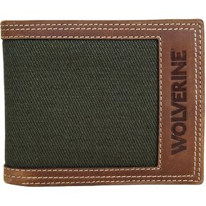 WOLVERINE Men's Guardian Cotton Nylon Trim Bifold Wallet with RFID Protection, Three Card Slots and Two Slip Pockets, Chestnut, One Size