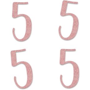 Rose Gold 5 Cut-Out Numbers, 5th Glitter Birthday Party Anniversary Decorations DIY Essentials
