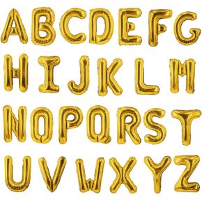 52 Pcs Gold Letter Balloons Foil Alphabet A to Z Balloons DIY Personalized Phrase Banner for Baby Shower Wedding Party Supplies Custom Decor 16 Inch