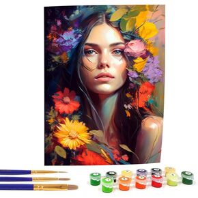 Bimkole Painting Woman Paint by Number for Adults, DIY Oil Painting Kit on Canvas with Paintbrushes and Acrylic Pigment, Perfect for Paint by Numbers for Adults Beginner, for Home Wall Decor16x20 in