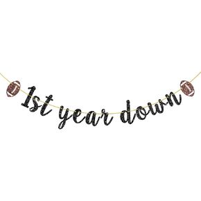 1st Year Down Banner, Football Bunting Decor for Boys Girls 1st Birthday Baby Shower Party Decoration, Sports Theme Happy 1st Birthday Party Garland Hanging Sign