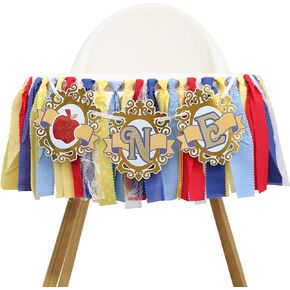 Princess One Birthday High Chair Banner – Princess 1st Birthday High Chair Decorations，Apple First Highchair Banner for Girls，The Mirror One Birthday Party Supplies， Princess 1st Birthday Photo Props