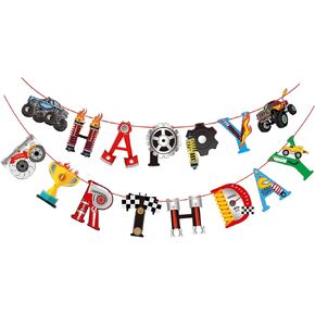 Monster Truck Party Supplies Monster Truck Birthday Banner for Monster Machine Party Decorations Cars Trucks Birthday Banner Race Car Theme Birthday Party Decor