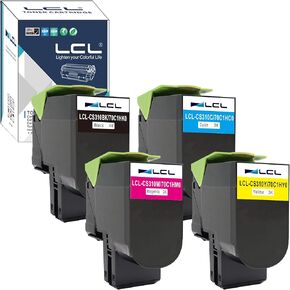 LCL CS310 CS410dn 701H Toner Cartridge Replacement for Lexmark 70C1HK0 70C1HC0 70C1HM0 70C1HY0 701HK 701HC 701HM 701HY CS310 CS310n CS310dn CS410 CS410n CS410dn Cs410dtn CS510 CS510de CS510dte (KCMY)