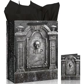Christmas Skull Gift Bag Skeleton Gift Bag Day of The Dead Gift Bags Dia De Los Muertos Wrapping Paper Halloween Tombstone Trick or Treat Candy Bags for Christmas Party Decor Supplies