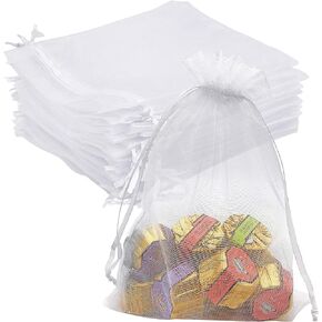 100pcs Gold Organza Bags 6X9 Inch Mesh Drawstring Pouch Gift Bags for Wedding Party Favor Jewelry Bags