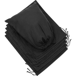 DR Black Cotton Drawstring Bags with Double String, For Pantry Gifts Kitchen Wardrobe (12 x 16 inch - 6 pack)