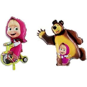 Must Have Set of Two Balloons Masha and the Bear, for Party Supplies and Birthday Globos Masha y el Oso
