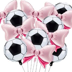 12 Pieces Gender Reveal Soccer Ball Balloons Includes 6 Pink Bow and 6 Soccer Ball Balloons Party Favors Supplies Decoration Accessories for Gender Reveal Party, Baby Shower, Birthday