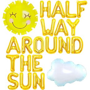 Half Way Around the Sun Birthday Decoration, Party Balloons for Boy or Girl The Sun and Clouds Decorate the Bohemian Style Birthday Party Decorations
