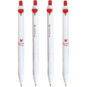 4 Pcs Gel Ink Pens Retractable Pens Cute Love Heart Pen 0.5mm Black Ink Pen Writing Pens Office School Supplies for Girls Women Boys Men (2Pcs Black+2Pcs White)