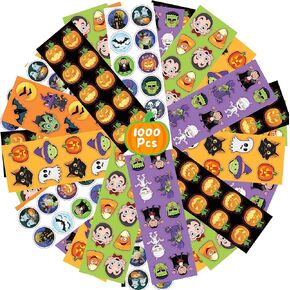 ArtCreativity Assorted Halloween Stickers for Kids, 100 Sheets with Over 1000 Stickers, Made in USA, Great for Halloween Party Favors, Treats, Décor, Goodie Bags