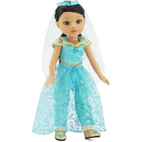 Emily Rose 14 Inch Doll Stunning 4 Piece Jeweled 14" Doll Princess Costume Gift Set | Make Believe 14" Doll Princess Outfit Set, Including Shoes! | Fits Most 14" and 14.5" Hard-Bodied Dolls