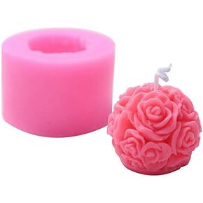 3D Rose Ball Candle Mold,Rose Flower Silicone Mould for DIY Candle Making,Handmade Mini Soap Fondant Polymer Clay