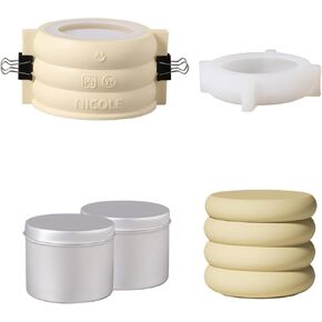 BOOWAN NICOLE Macarron Candle Jar Silicone Molds with 6oz Refill Candle Tin for Concrete Cement Candle Jar Molds DIY Storage Home Decoration