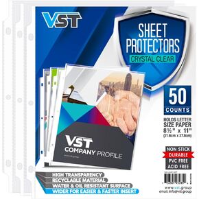 Sheet Protectors 8.5 x 11 Inch for 3 Ring Binder, Crystal Clear Page Protectors, Medium Weight Plastic Sleeves, Top Loading Paper Protector Acid Free, Letter Size, Dry Erase Pocket, 500 Sheets
