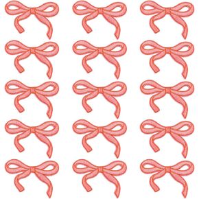 15 Pcs Pink Bow Patches 2.95 x 2 Inch Embroidery Bow Iron on Patch,Coquette Decorative Applique Patches,Cute Bows Patch Sticker Embroidered Appliques for DIY Sewing Clothing Jeans Shirt Bag Shoes Hats