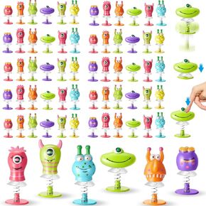 Deekin 100 Pieces Spring Launchers Toys, Big Eye Monster Jumping Popper Toy, Monster Party Favors Toys for Boys and Girls, Piñata Toys, Goodie Bags, Classroom Prizes