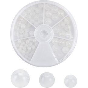 CHGCRAFT 82Pcs 3Sizes 4mm 6mm 8mm Selenite Round Beads Selenite Beads Round Spacer Loose Stone Beads Polished Selenite Beads for Craft DIY Bracelet Earring Keychain,White