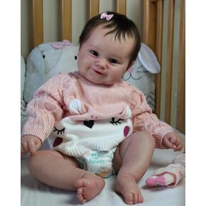 TERABITHIA Rooted Hair Realistic Reborn Baby Dolls - 20Inches Silicone Vinyl Full Body Anatomically Correct Smiling Lifelike Newborn Baby Collectible Art Doll for Girls Safe for Kids Age 3+