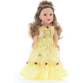 Little Adventures Yellow Beauty Princess Doll Dress - Doll Not Included - Machine Washable Child Pretend Play and Party Doll Clothes with No Glitter