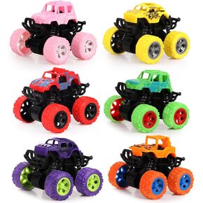 Hxezoc 6 Pcs Pull Back Monster Truck Car Set, Pull Back Vehicles and Race Car for Kids Toddlers 4-8 Years Old, Double-Directions Truck Toys for Racing Game, Birthday Party, Carnival Party Supplies