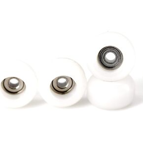Teak Tuning CNC Polyurethane Fingerboard Bearing Wheels, White - Set of 4 Wheels - Durable Material with a Hard Durometer