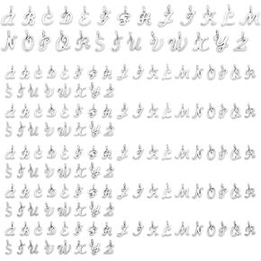 Silver Alphabet Charms, 156 Pcs Mini Letter Charms A-Z Bracelet Charms, Letter Pendants Alphabetic Loose Beads Set Keychain Decoration Accessories for DIY Necklace Bracelet Jewelry Making Handcrafting