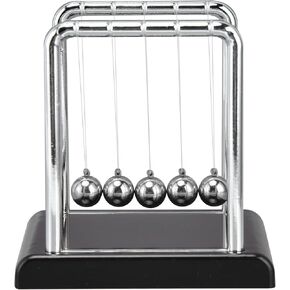 Ejoyous Newton's Balance Ball, Metal Balance Swinging Physics Science Pendulum Balls Desk Motion Toy for Office Physics Teacher Decorations(Black Bottom)